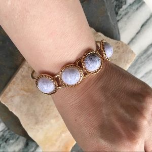 NWOT white grey marble gold hinge bracelet work church date night stackable